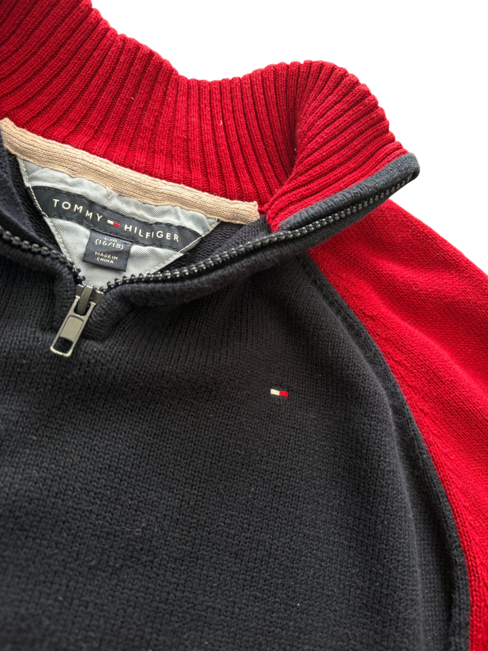 Tommy Hilfiger half zip black/red (S)