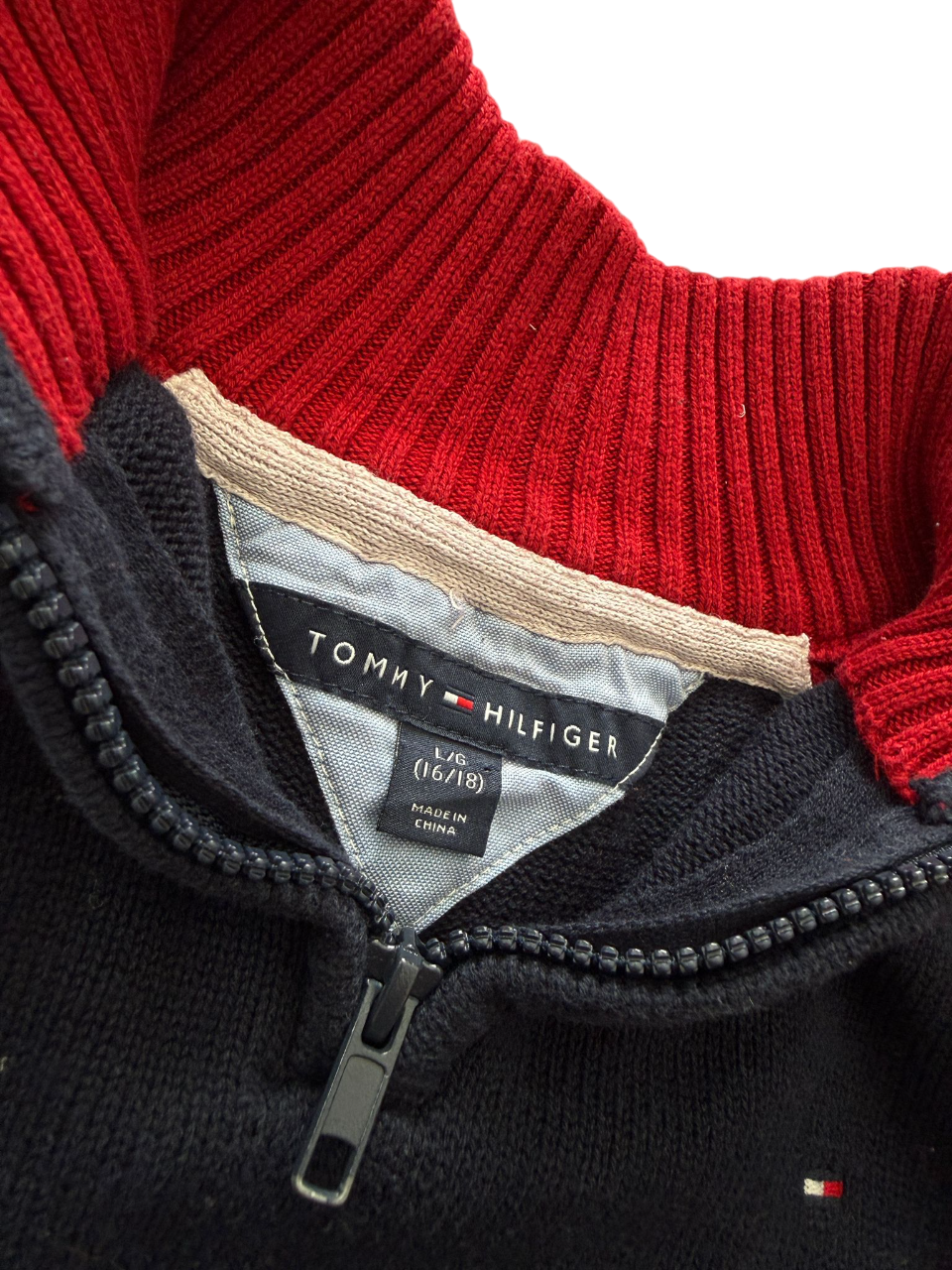 Tommy Hilfiger half zip black/red (S)